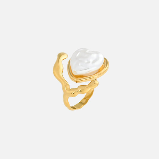 Pearl Heart Ring (Adjustable)